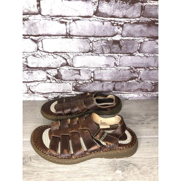Born Brown Leather Fisherman Casual Adjustable Strap Sandals Men’s Sz 8M US/41EU - Picture 1 of 16